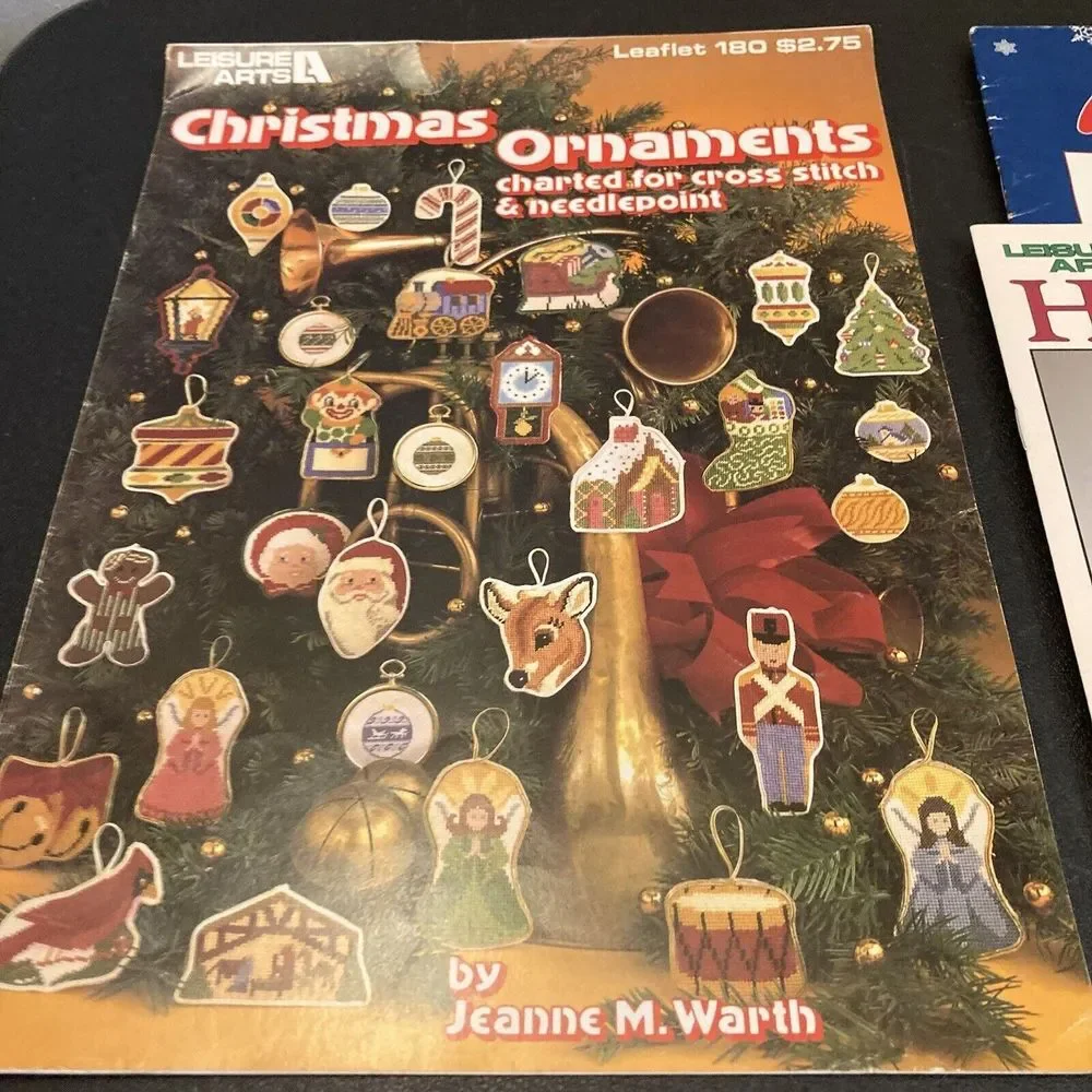 Christmas Cross Stitch Leaflet Design Pattern Leisure Arts Ornaments Santa Lot 6